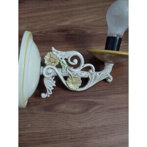 Wall Sconce Vtg Light Fixture Yellow Flower Works